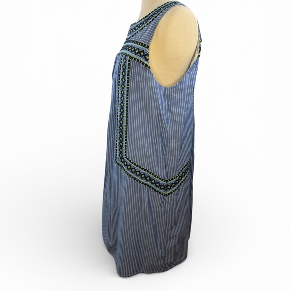 Vineyard Vines Blue Striped Embroidered Mini Shift Dress Large Sleeveless - Picture 11 of 12